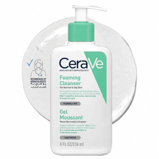 Cerave Foaming Cleanser for Normal to Oily Skin with Hyaluronic Acid